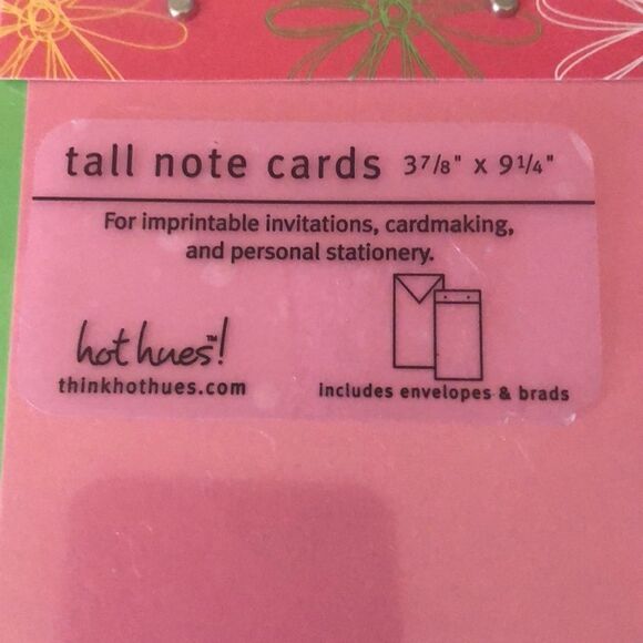 NIP Pink & Green Tall Note Cards w/Envelop… - Picture 2 of 4